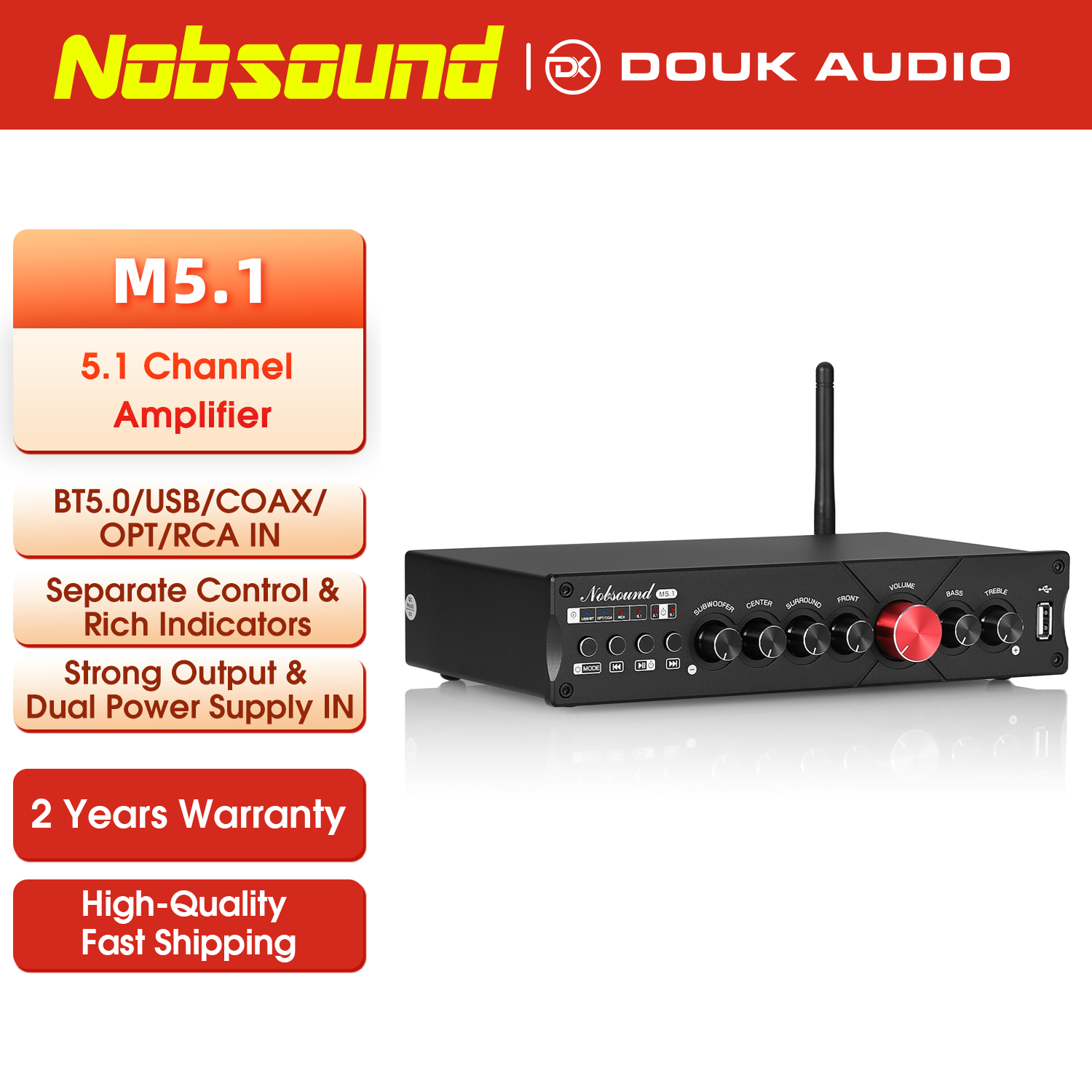 Home Cinema Onkyo 5.1 - Nobsound 디지털 블루투스 수신기, 5.1 채널