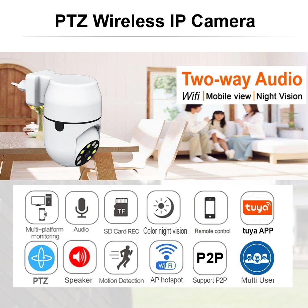 Tuya 무선 카메라 IP HD Tuya 인간 자동 추 - Home Cinema Panasonic 리뷰 및 가격