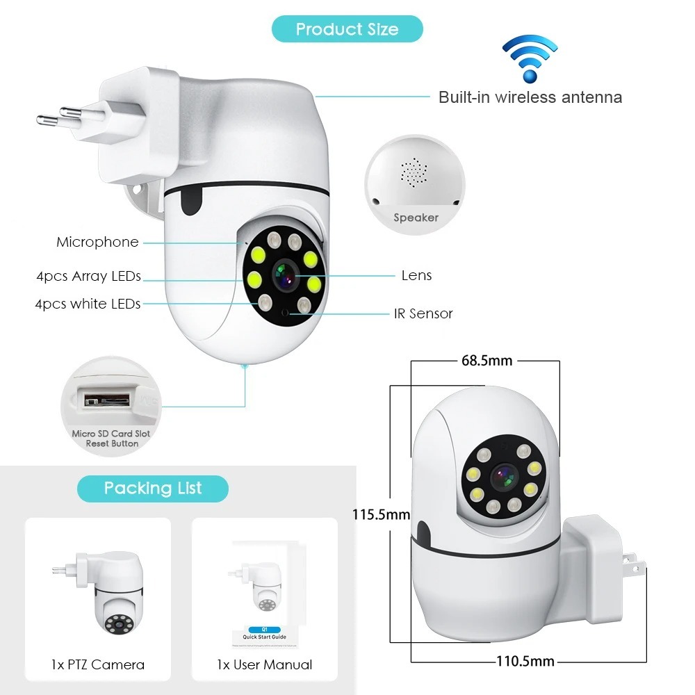 Tuya 무선 카메라 IP HD Tuya 인간 자동 추 - Home Cinema Panasonic 리뷰 및 가격