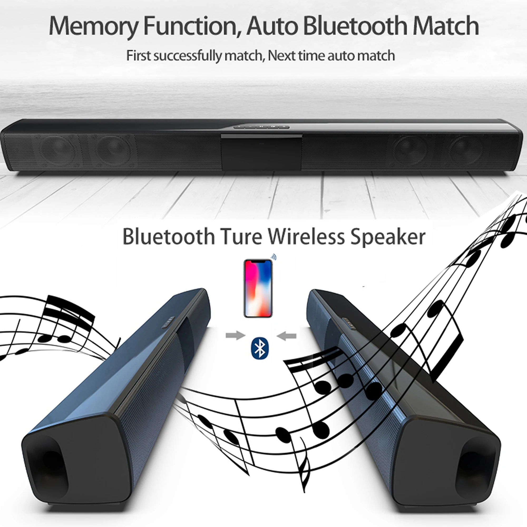 TV 컴퓨터 용 40W 고출력 사운드 바 무선 블루투스 - Home Cinema Speaker System 리뷰 및 가격